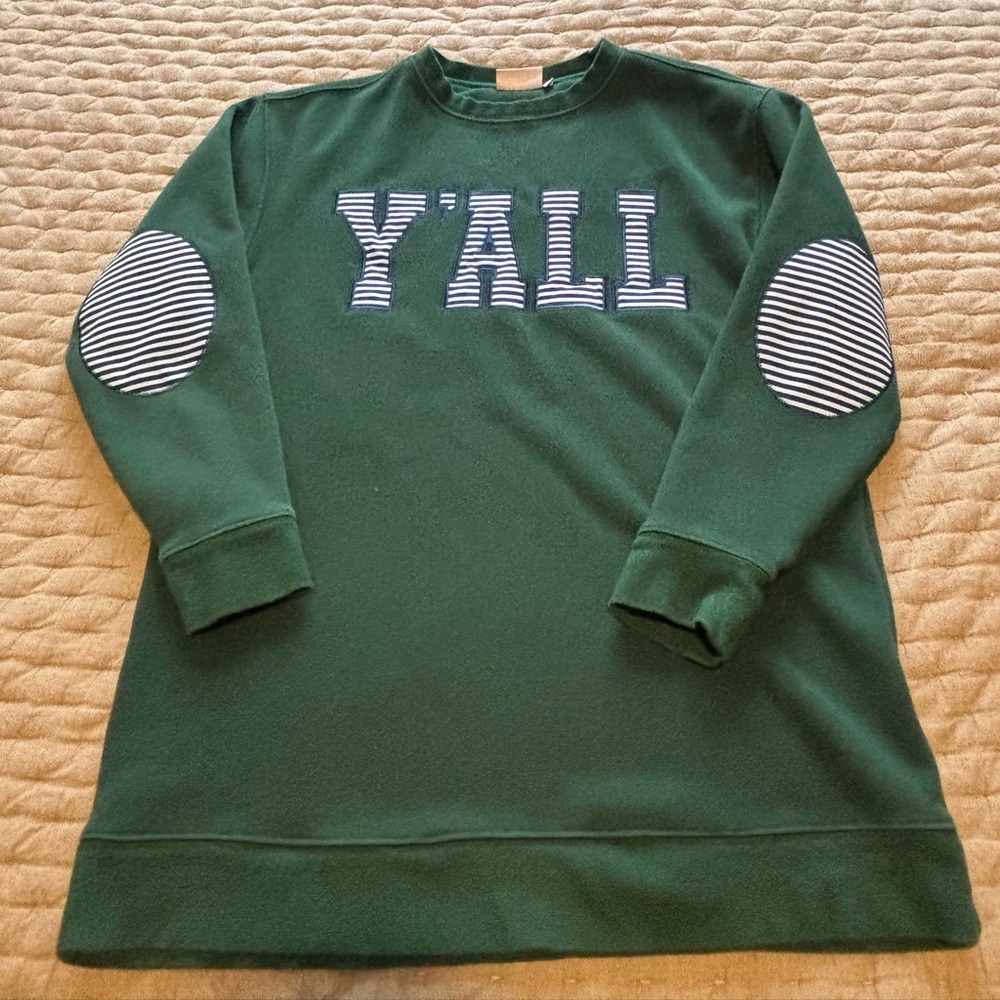 Y’ALL Green Crewneck Sweatshirt Size S/M by MarleyLilly - Measures Long M